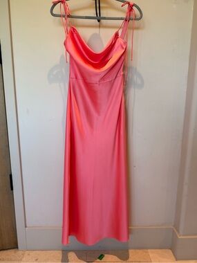 Pink Satin Cowl Neck Slip Dress